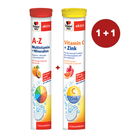 Pachet A-Z Vitamine Minerale Microelemente, 15 comprimate + Vitamina C+Zinc, 15 comprimate,, Doppelherz