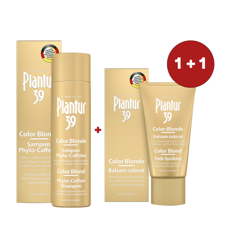 Pachet Sampon Plantur 39 Color Blonde Phyto-Caffeine, 250 ml + Balsam colorant Plantur 39 Color Blonde, 150 ml, Dr. Kurt Wolff