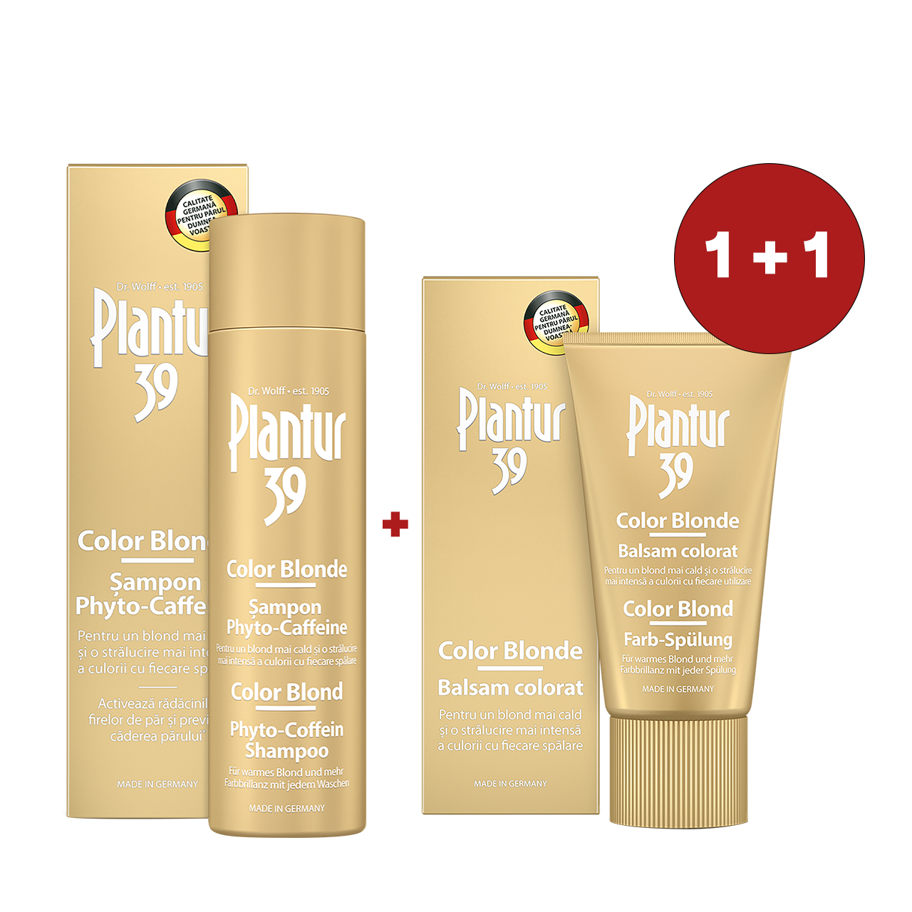 Pachet Sampon Plantur 39 Color Blonde Phyto-Caffeine, 250 ml + Balsam colorant Plantur 39 Color Blonde, 150 ml, Dr. Kurt Wolff