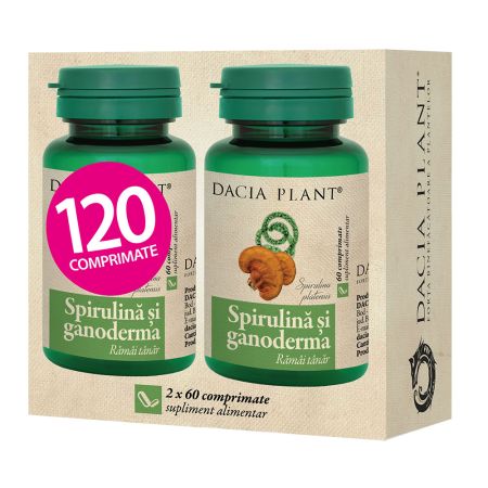 Spirulina si ganoderma 120 comprimate, Dacia Plant