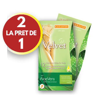 Pachet Benzi depilatoare pentru corp aloe vera Velvet, 12 bucati, Karaver (1 + 1)