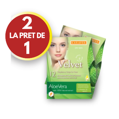Pachet Benzi depilatoare pentru fata cu aloe vera, 12 bucati, Karaver ( 1 + 1 )