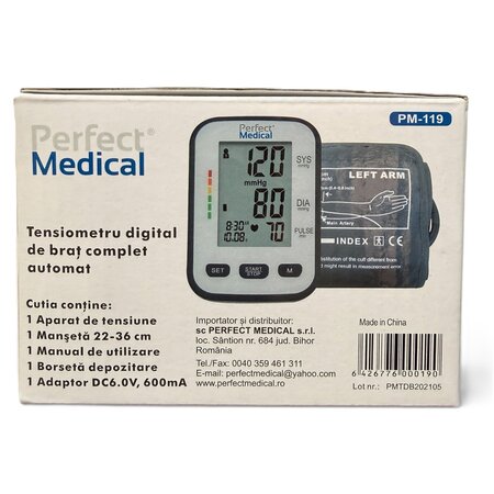 Tensiometru de brat cu senzor si adaptor inclus PM119, Perfect Medical 724138