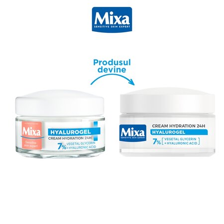 Gel-crema hidratanta cu acid hialuronic pentru piele normal-uscata Hyalurogel, Light, 50 ml, Mixa 695770