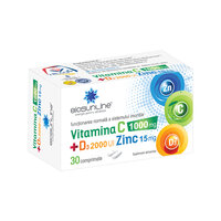 Vitamina C 1000 mg + D3 2000 UI + Zinc 15 mg, 30 comprimate, BioSunLine