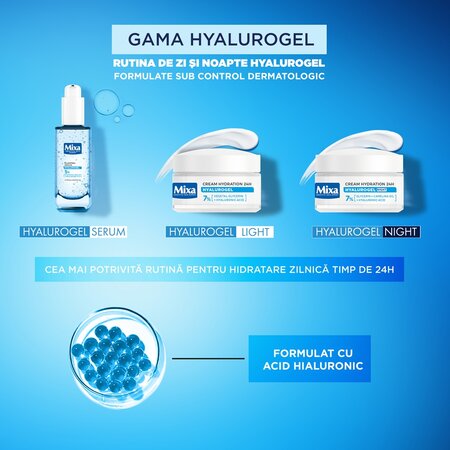 Crema hidratanta de noapte cu acid hialuronic Hyalurogel, 50 ml, Mixa 695792