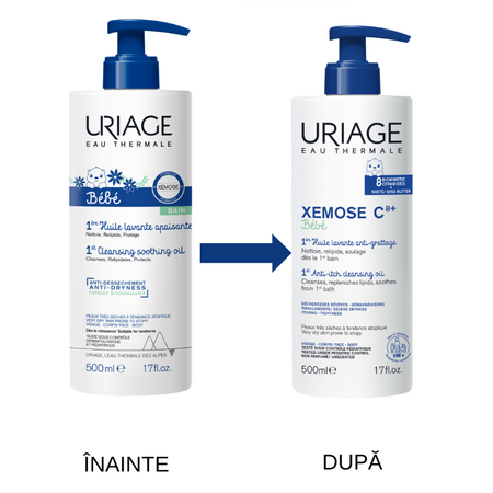 Ulei calmant de curatare pentru bebelusi 1er Bebe Xemose C8+, 500 ml, Uriage 737589