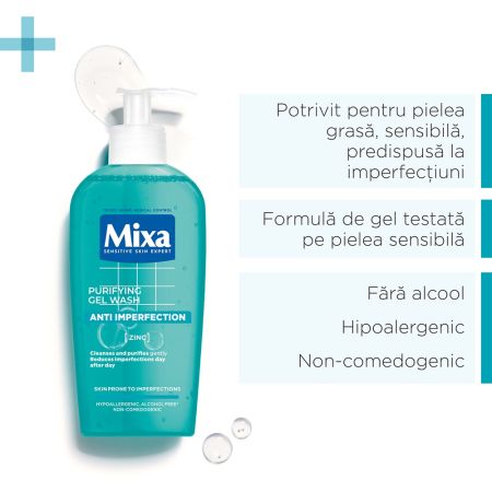 Gel de curatare anti-imperfectiuni Anti Imperfection, 200 ml, Mixa 694172