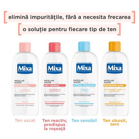 Apa micelara pentru ten sensibil si reactiv Optimal Tolerance, 400 ml, Mixa 695758