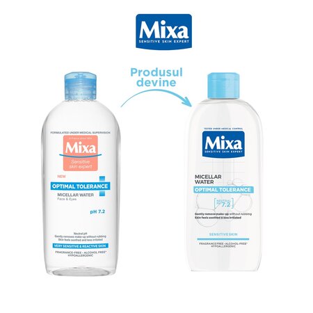 Apa micelara pentru ten sensibil si reactiv Optimal Tolerance, 400 ml, Mixa 695756