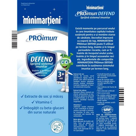 Minimartieni PROimun Defend 3+ ani, 30 tablete masticabile, Walmark 698266