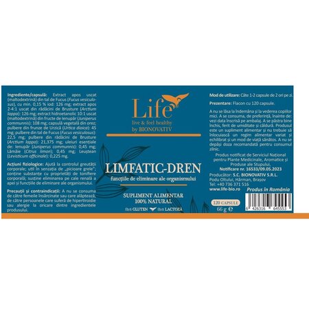 Limfatic-Dren Life, 120 capsule, Bionovativ 731601