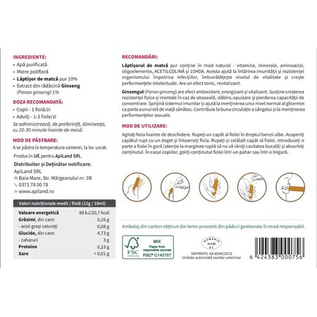Tonic regal, 20 fiole x 10 ml, Apiland 700878