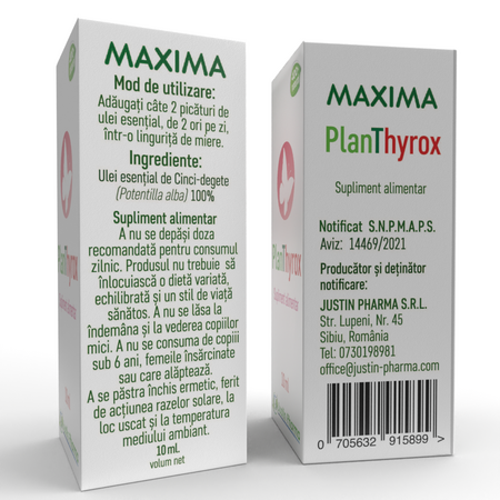 Ulei esential PlanThyrox Maxima, 10 ml, Justin Pharma 720244