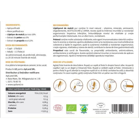 Tonicul apicultorului Bio, 20 fiole, Apiland 700899
