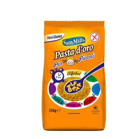 Paste din porumb fara gluten ALFABET Pasta D'oro, 250g, Sam Mills