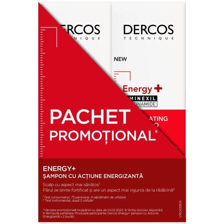 Pachet Sampon energizant impotriva caderii parului Dercos Aminexil, 200 ml + 200 ml, Vichy