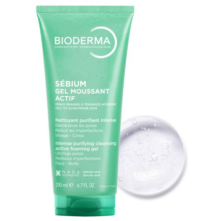 Gel spumant activ pentru fata si corp Sebium 25, 200 ml, Bioderma 675272