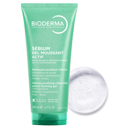 Gel spumant activ pentru fata si corp Sebium 25, 200 ml, Bioderma 675272