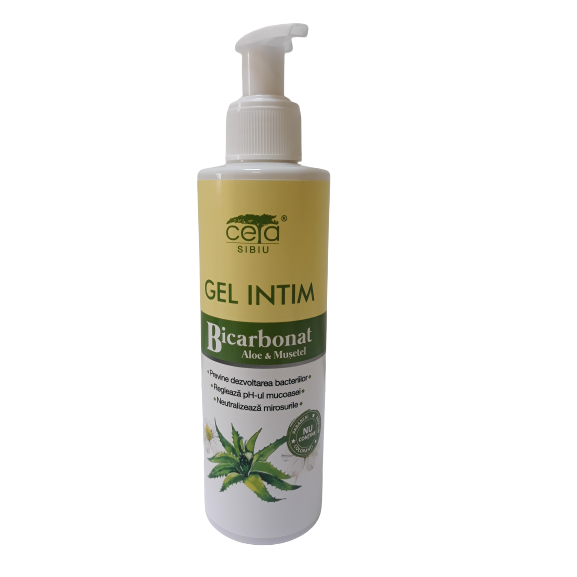 Gel intim cu bicarbonat aloe si musetel, cu pompita, 200 ml, Ceta Sibiu