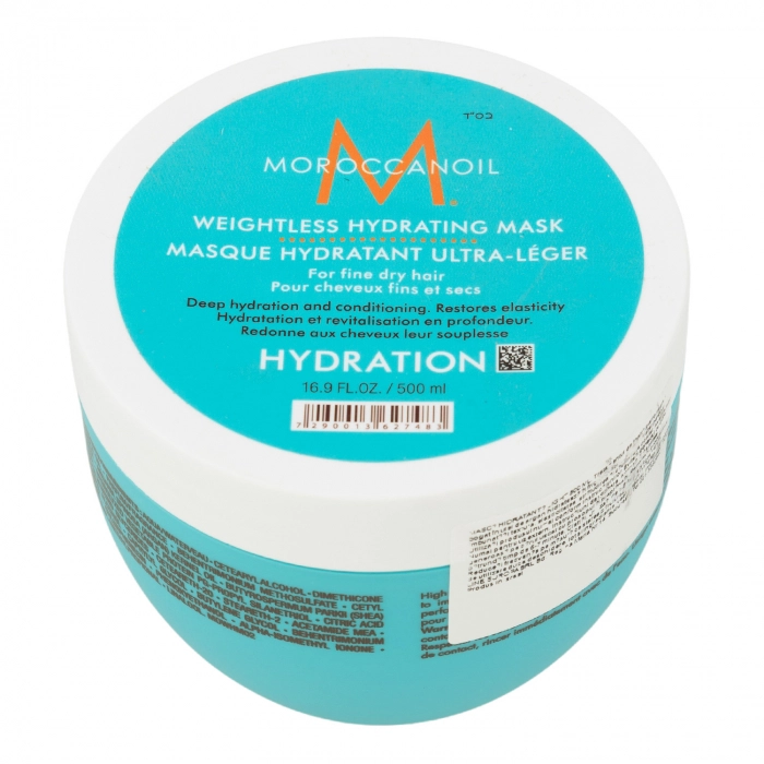 Masca pentru par uscat cu fir fin Weightless Hydrating Mask, 500 ml, Moroccanoil