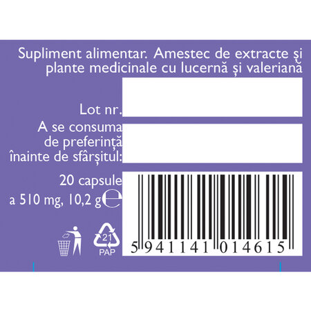 Melatonina vegetala  N168, 3mg, 20 capsule, Fares 614348