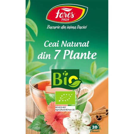 Ceai natural din 7 Plante BIO, 20 plicuri, Fares 604351