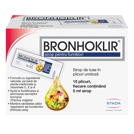 Sirop pentru fumatori Bronhoklir, 15 plicuri, Stada