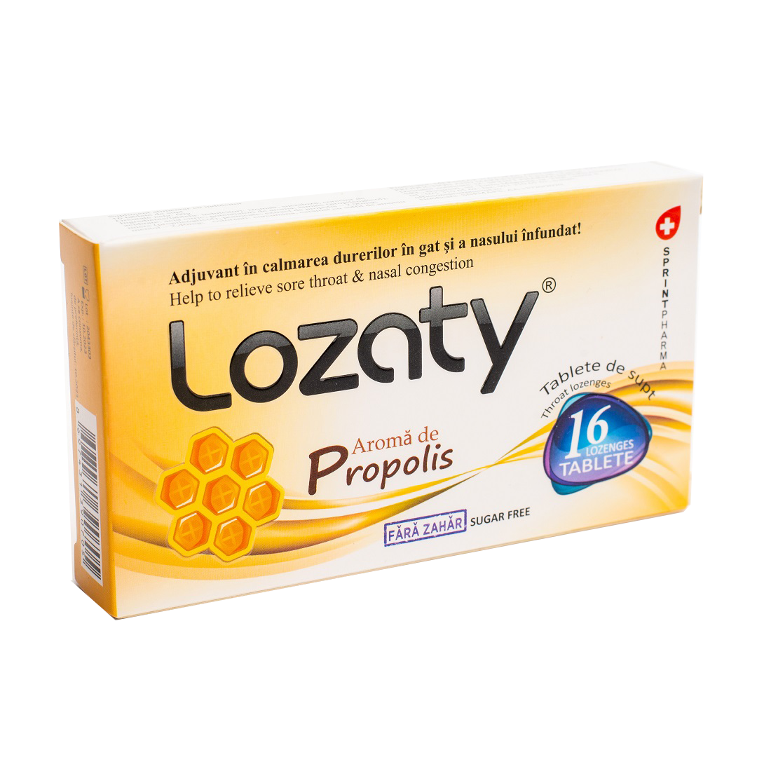 Lozaty propolis fara zahar, 16 tablete, Meksmar