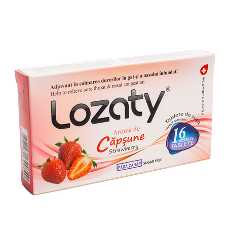 Lozaty cu aroma de capsuni, 16 tablete, Sprint Pharma