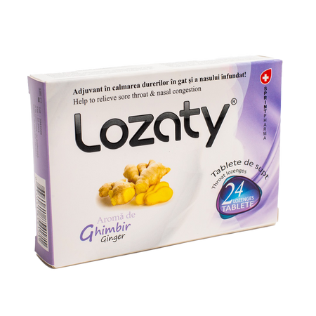 Lozaty cu aroma de ghimbir, 24 tablete, Sprint Pharma
