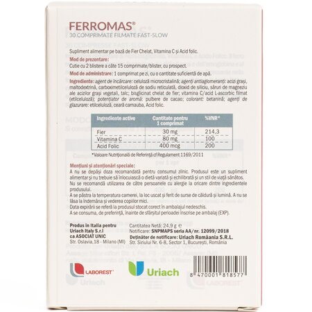 Ferromas, 30 comprimate filmate, Laborest Italia 721755