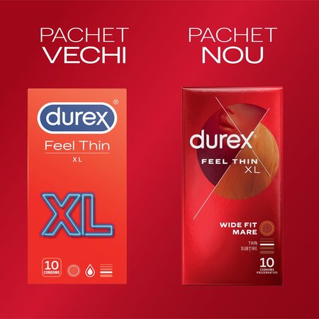 Prezervative Feel Thin XL, 10 bucati, Durex 606723