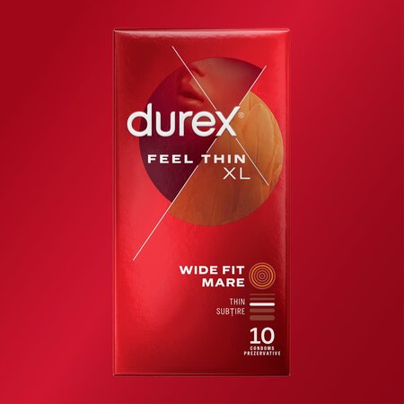 Prezervative Feel Thin XL, 10 bucati, Durex 606724