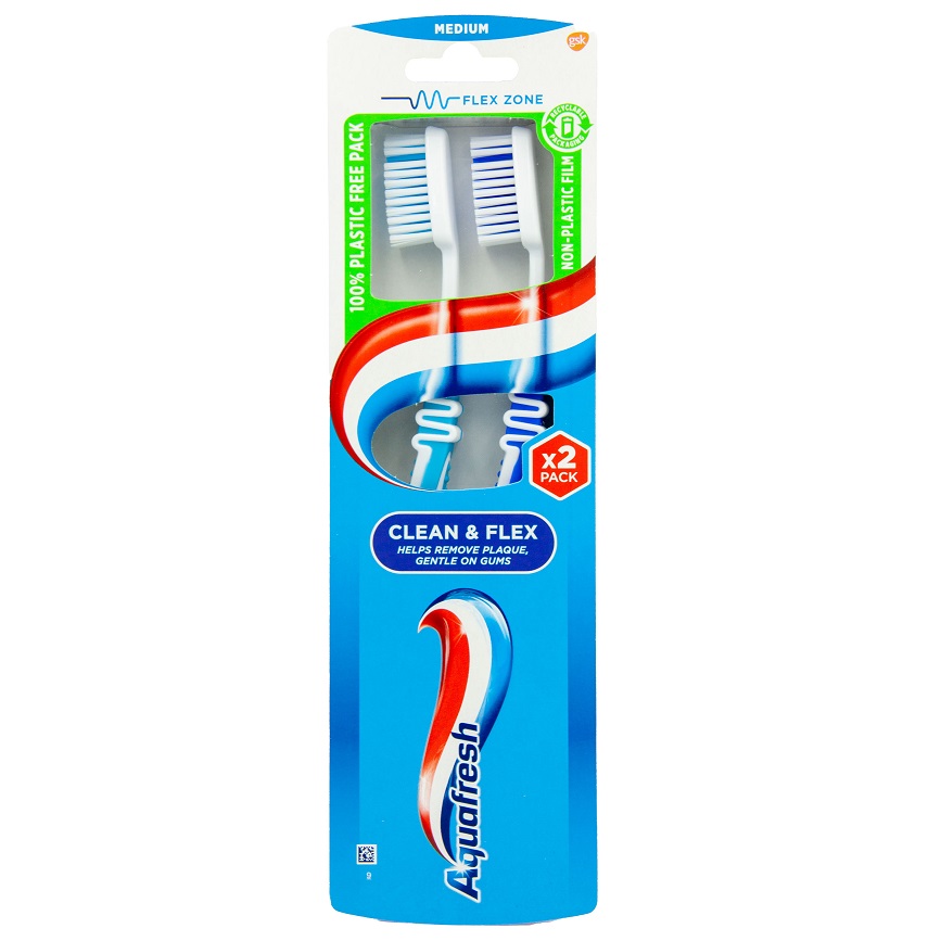 Periuta de dinti Clean&Flex Twin Medium, 1+1, Aquafresh