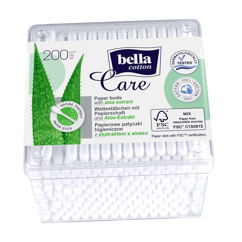 Betisoare din hartie cu aloe vera pentru urechi, 200 bucati, Bella