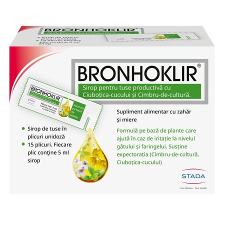 Sirop pentru tuse productiva Bronhoklir, 15 plicuri, Stada