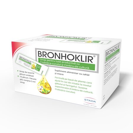 Sirop pentru tuse productiva Bronhoklir, 15 plicuri, Stada 701675