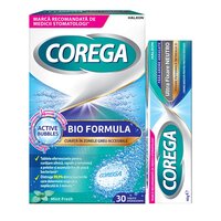 Pachet Tablete Bio Formula Corega, 30 tablete + Crema adeziva pentru proteza dentara Neutro Corega, 40 g, Gsk