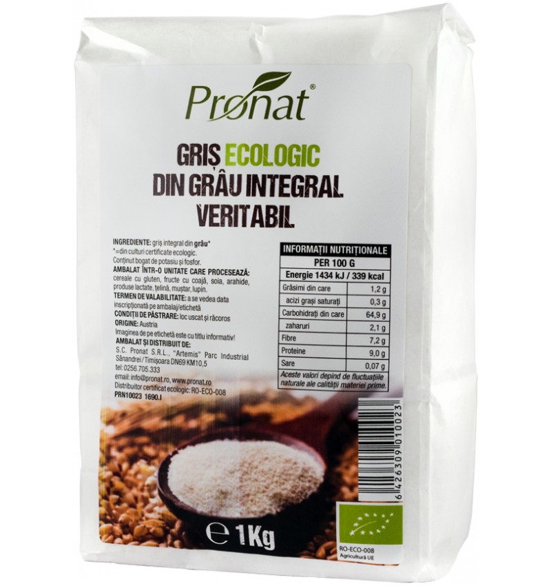 Gris eco din grau integral, 1000g, Pronat