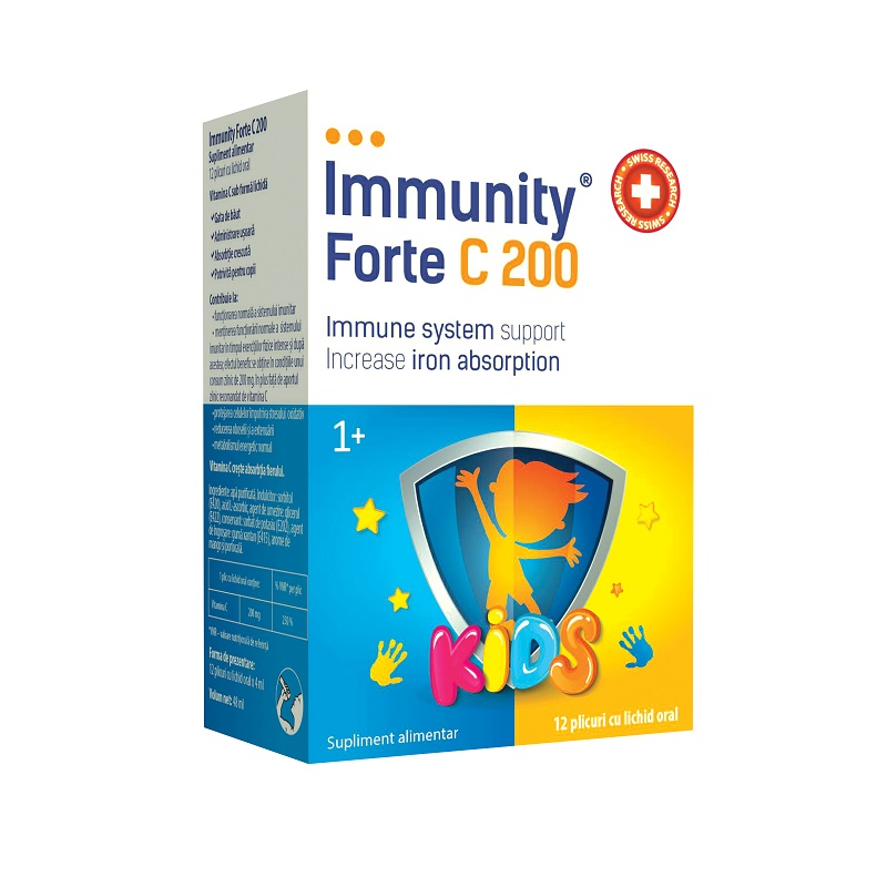 Immunity Forte C200 KIDS, 12 plicuri cu lichid oral, MBA Pharma