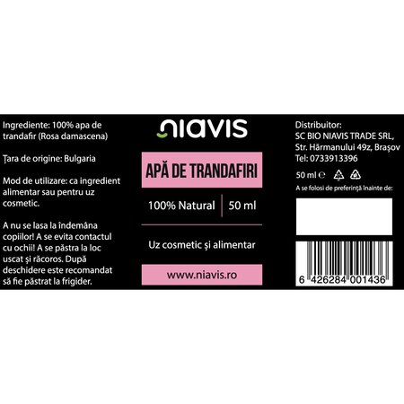 Apa de trandafiri, 50 ml, Niavis 601416