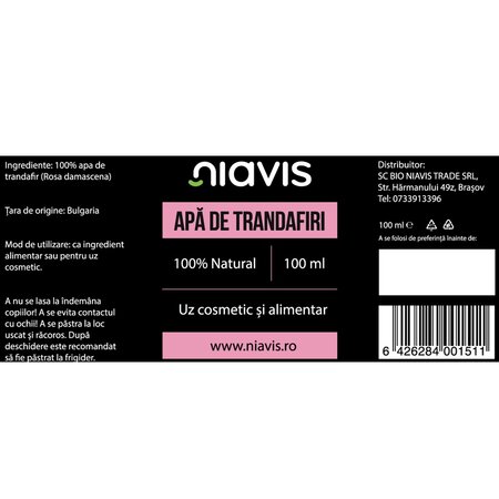Apa de trandafiri, 100 ml, Niavis 601417
