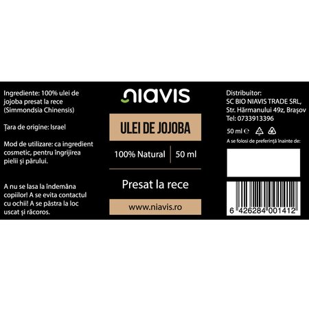 Ulei de jojoba, 50 ml, Niavis 601686
