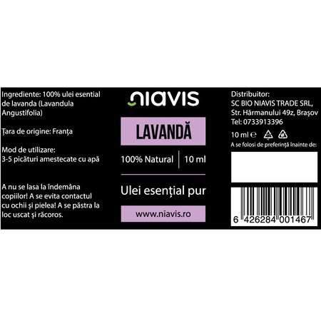 Ulei esential de lavanda, 10 ml, Niavis 601690
