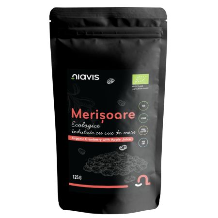 Merisoare Bio indulcite cu suc de mere, 125 g, Niavis