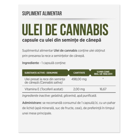 Ulei de Canabis, 30 capsule, Parapharm 690258