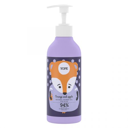 Gel de dus natural cu portocala si mar pentru copii, 400 ml, Yope