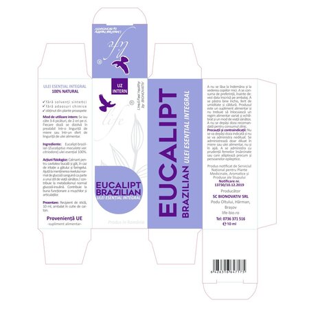 Ulei esential integral de Eucalipt Brazilian Life, 10 ml, Bionovativ 705117
