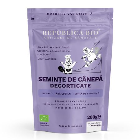 Seminte Bio de canepa decorticate, 200 g, Republica Bio